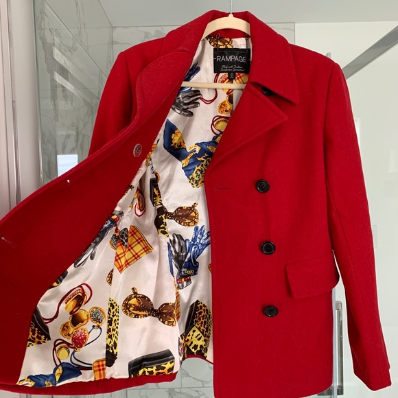Red wool peacoat coat - fall 2023 pop of red trend! - Picture 3 of 10